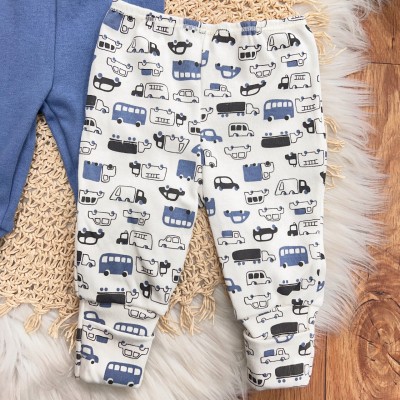 Kit 3 calças - Aviãozinho, Azul Jeans, Carrinhos